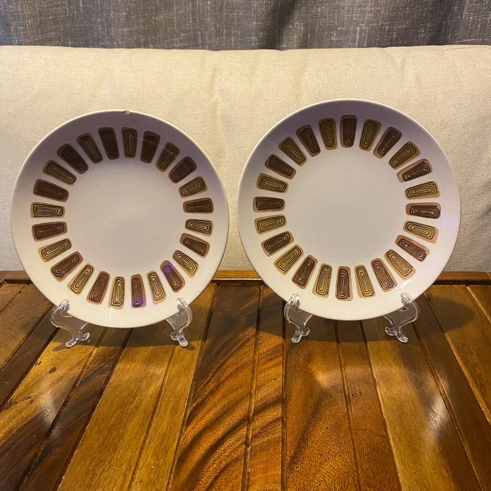 Vintage RARE 1960's Royal China Santa Fe on Royal Ironstone Salad Plates .